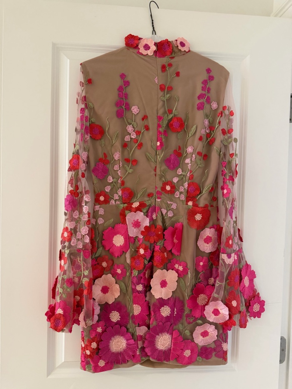 Elliatt Floral Appliqué Mini Dress in Pink, Red, Cream - Picture 3 of 5